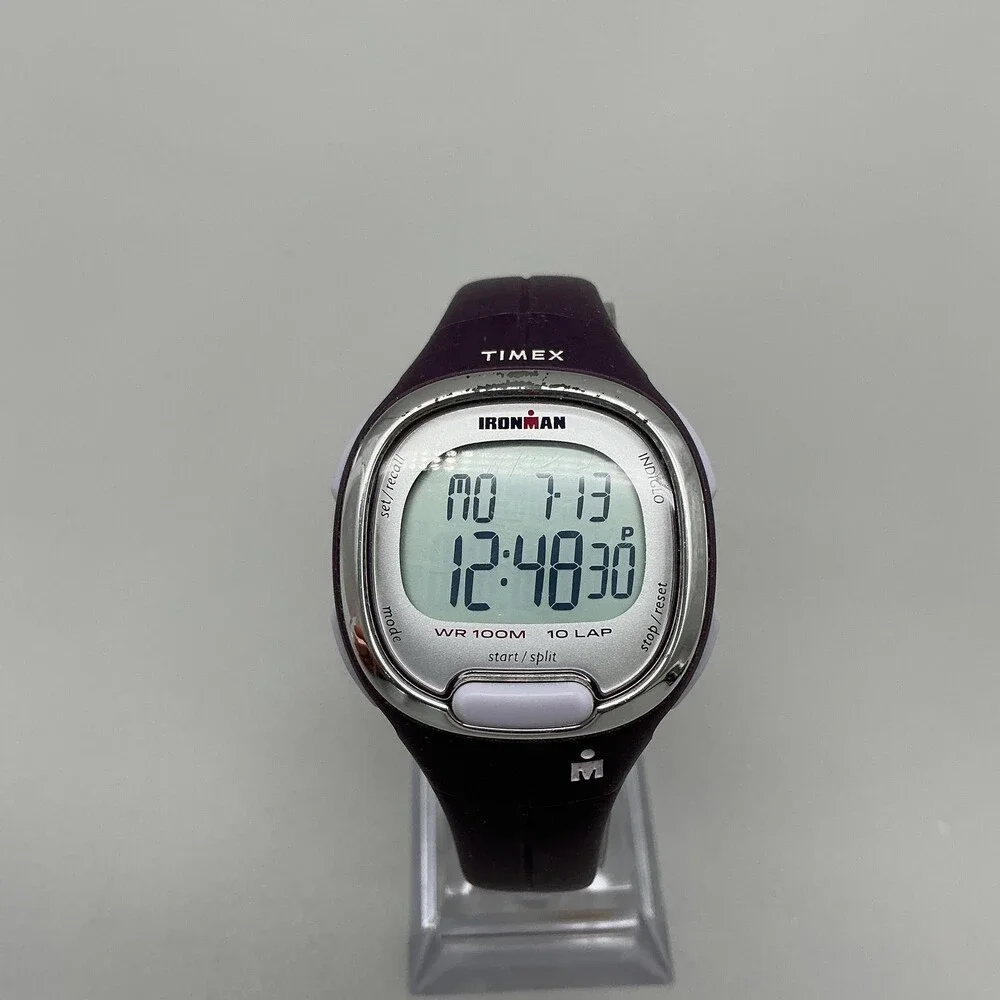Timex Ironman 10 Lap Womens Watch 34mm Digital Gray Purple Indiglo WR 100M